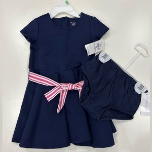 BNWT Polo Ralph Lauren navy short sleeve dress with diaper cover